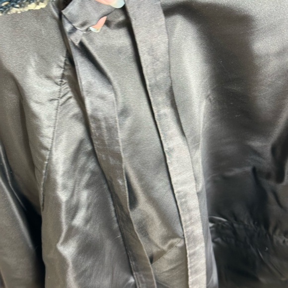 WOLF & MINK FUR STUNNING GENUINE Elegant Black Cream Teddy Jacket Soft Vintage - Picture 13 of 15